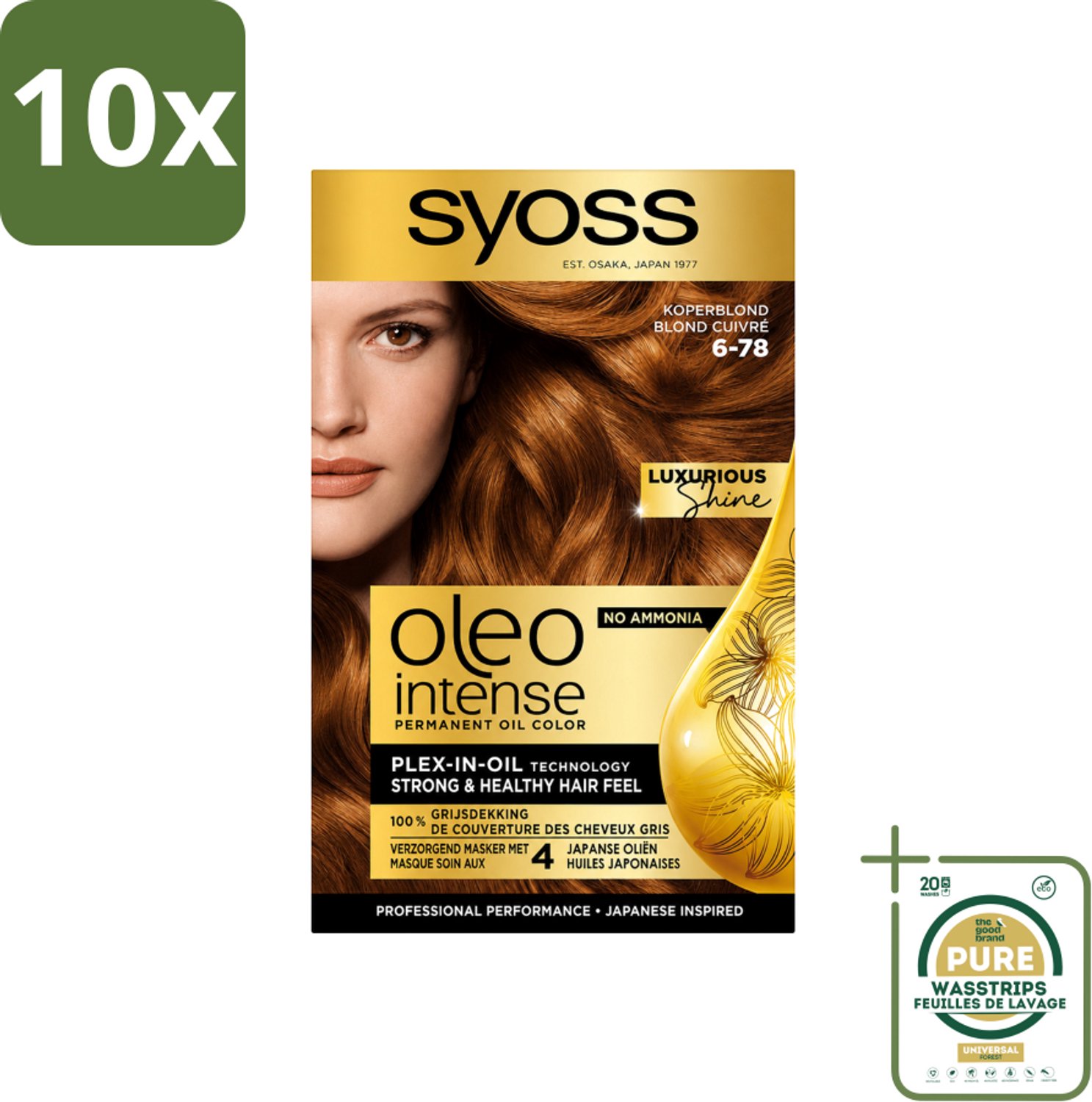 10 x SYOSS - Oleo Intense 6-78 - Haarverf - Permanente Haarkleuring - Koperblond - Langdurige Kleur - Wasstrips - Haarkleur - Permanente Haarkleuring - Koperblond - Olie-formule - Haarverf