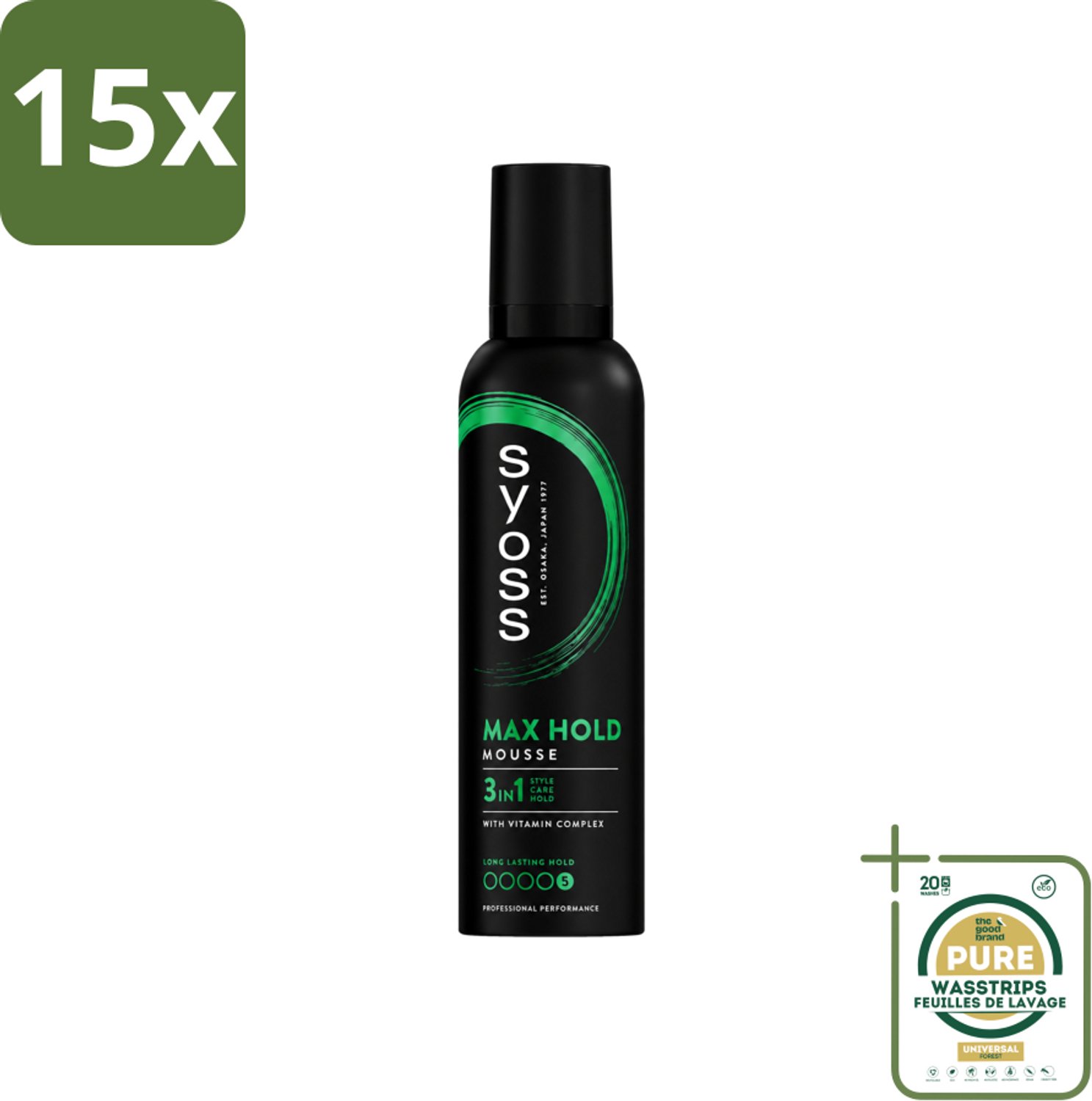 15 x Syoss - Max Hold - Haarmousse - Ultra Sterke Hold - 250 ml - Wasstrips - Haarmousse - Haarversterking - Styling - Haarverzorging - Haarherstel