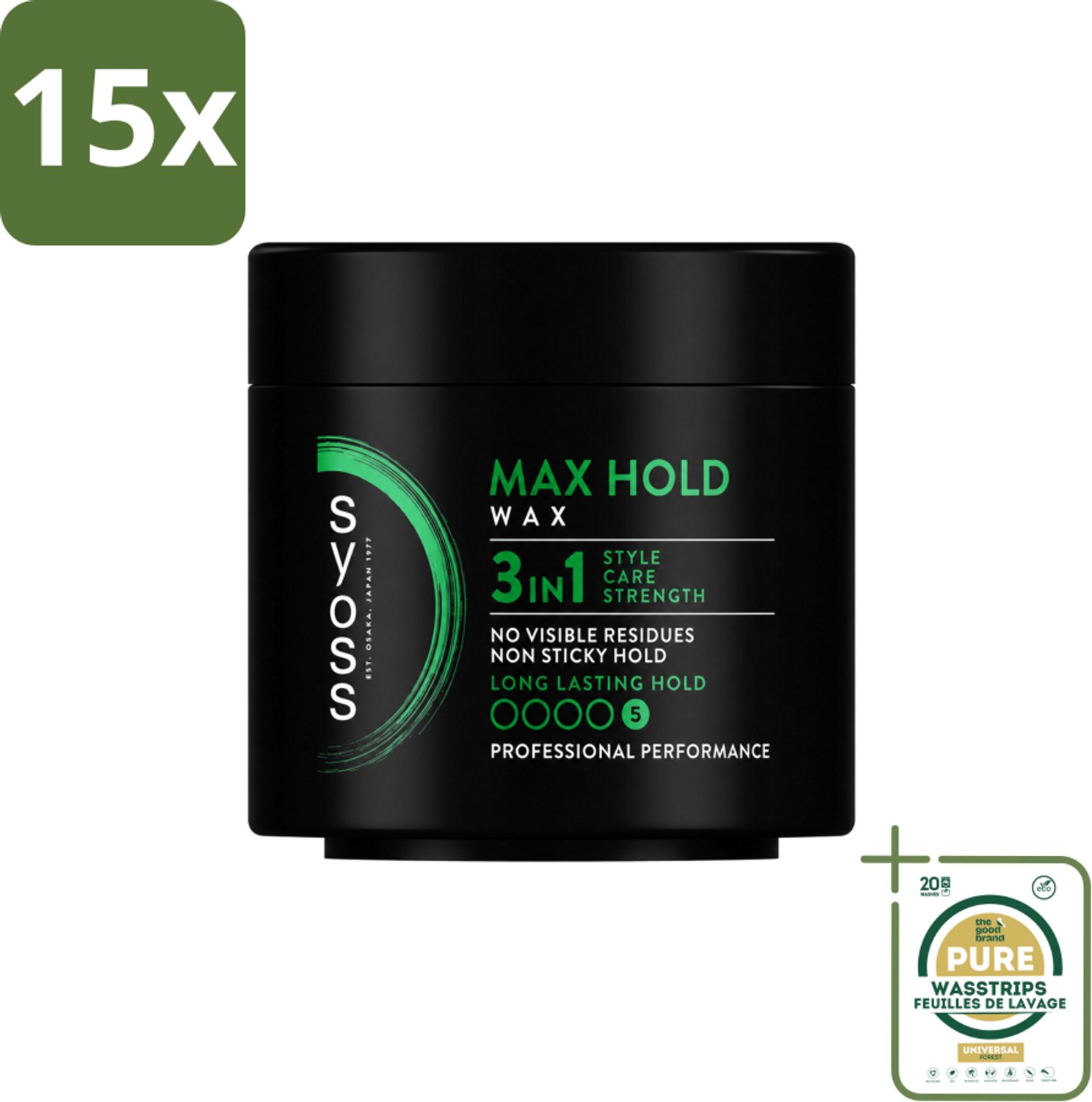15 x SYOSS - Max Hold Haarwax - Verzorging - Langdurige Styling - 150ml - Wasstrips - Haarwax - Haartypen - Styling - Haartypen - Haartypen