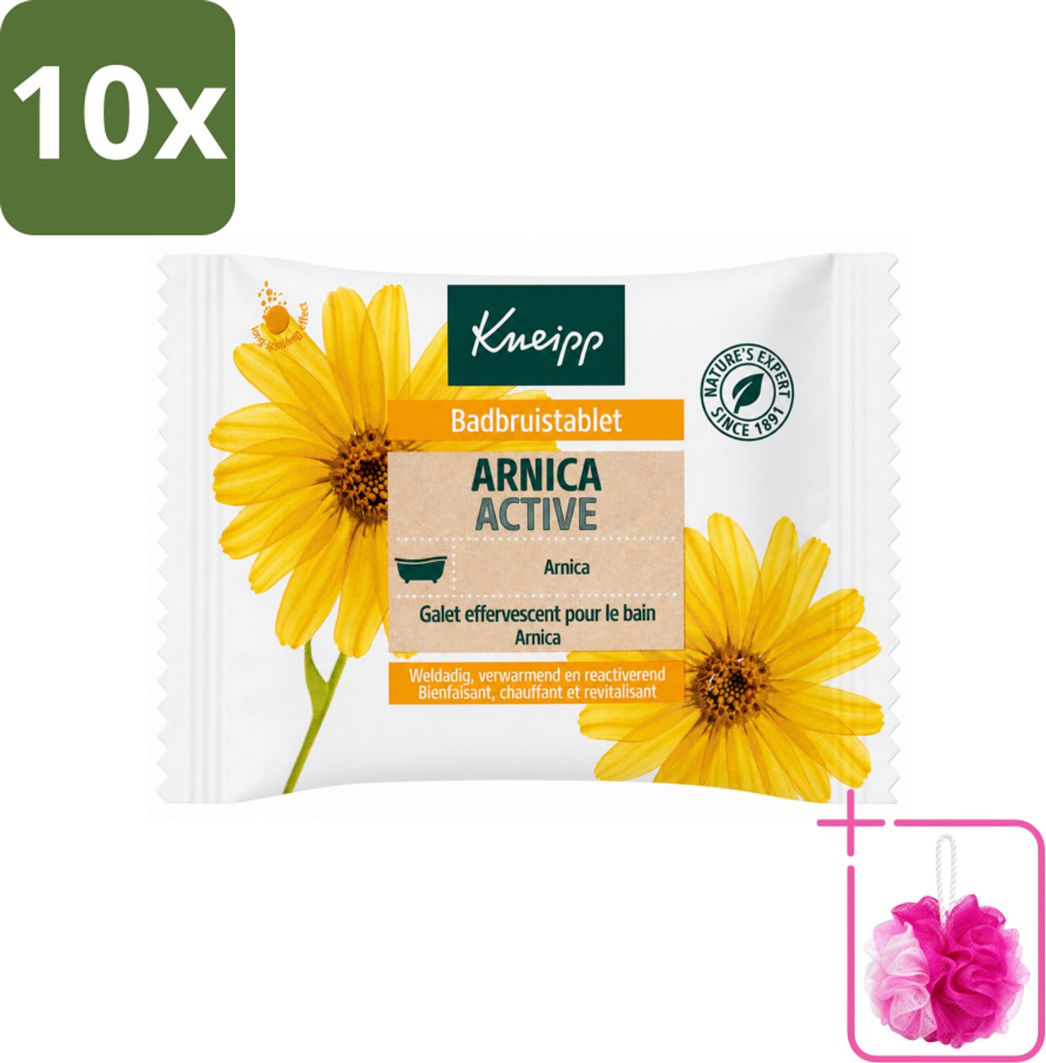 10 x Kneipp - Badbruistablet - Arnica - Bulkverpakking - Badtablet - Douchemop - Arnica