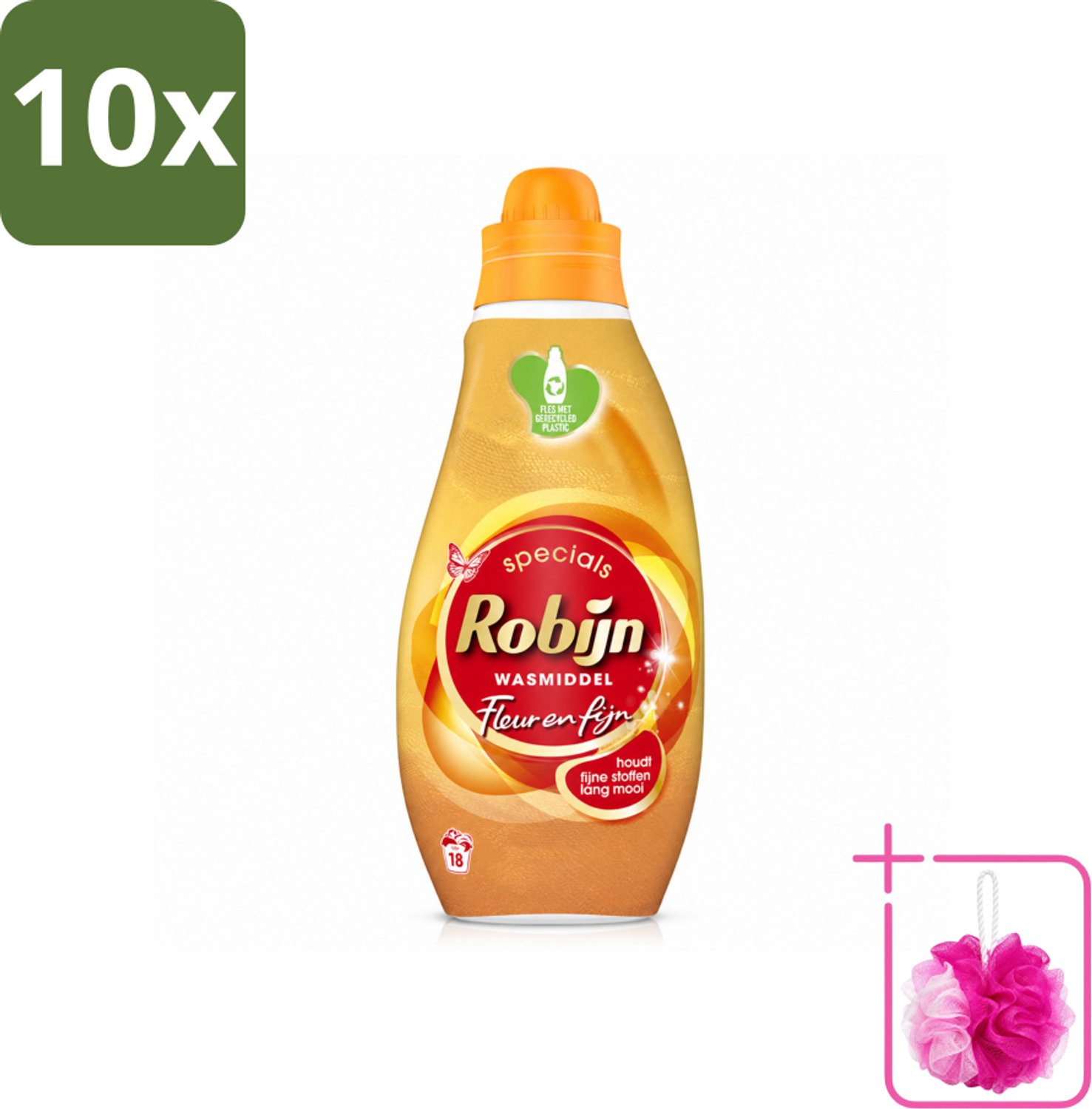 10 x Robijn Specials - Fleur & Fijn - Vloeibaar Wasmiddel - 18 Wasbeurten - Bulkverpakking - Fijne was - Douchemop - Wasmiddel