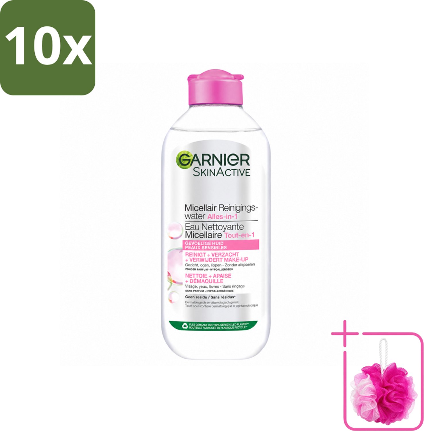 10 x Garnier - SkinActive - Micellair Reinigingswater - Gevoelige Huid - Milde Reiniging & Make-Up Remover - 400 ml - Bulkverpakking - Gevoelige huid - Douchemop - Micellair reinigingswater