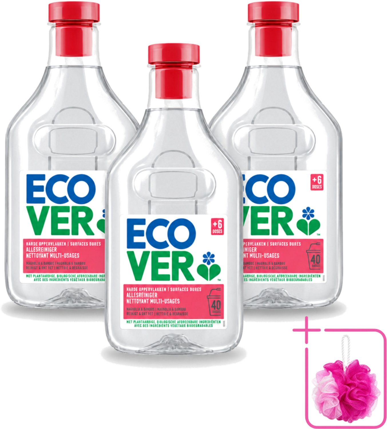 3 x Ecover - Allesreiniger - Magnolia & Bamboe - 1 liter - Bulkverpakking - Allesreiniger - Douchemop - Natuurlijke reiniger