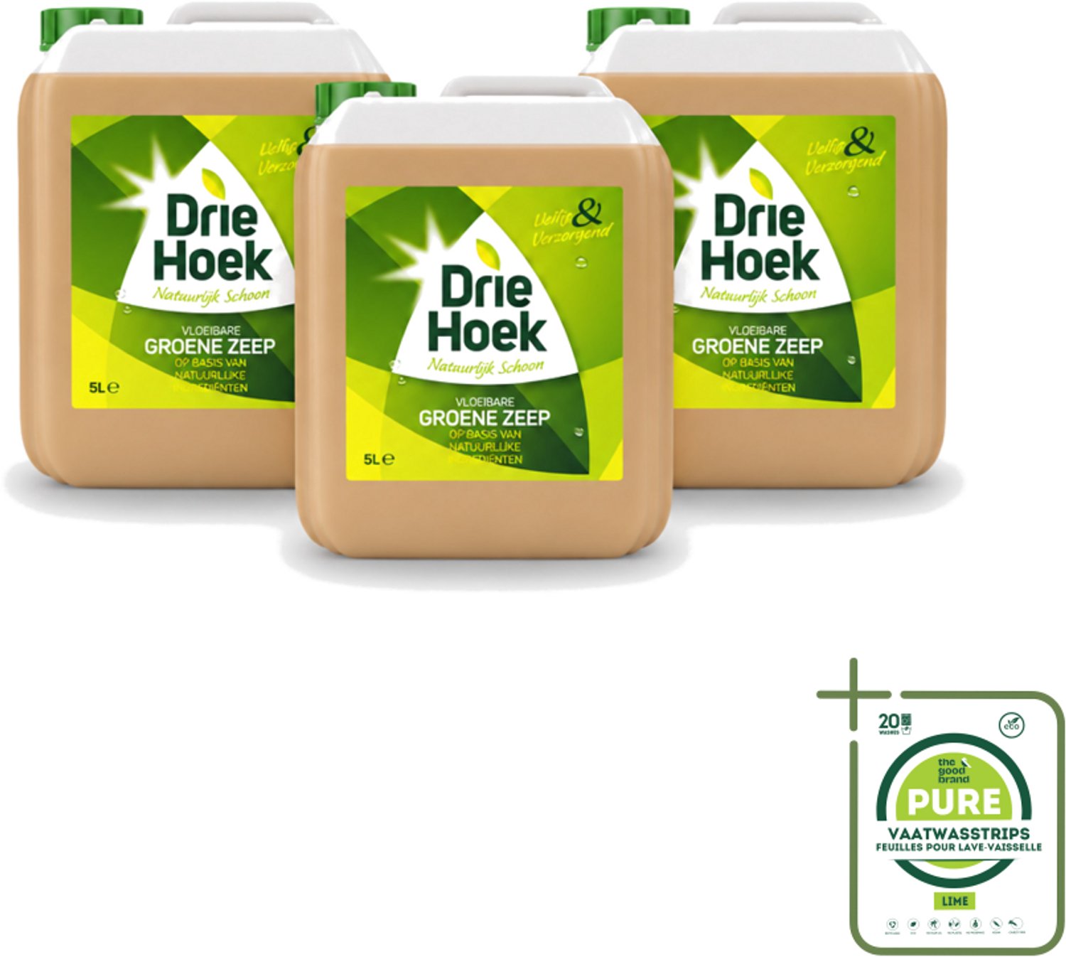 3 x Driehoek – Vloeibare Zeep – Groene Zeep – 5 liter - Grootverpakking - Vaatwasstrips - Schoonmaken - Natuurlijke Zeep - Vloeibare Zeep - Textiel Reinigen - Steen Reinigen