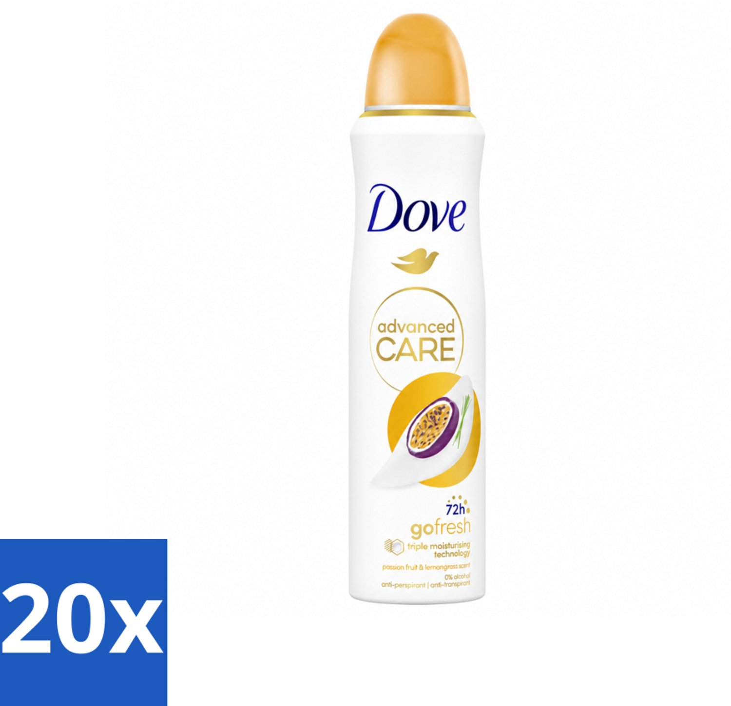 20 x Dove – Deodorant Spray – Passievrucht & Citroengras – 150 ml - Voordeelverpakking - 20 stuks