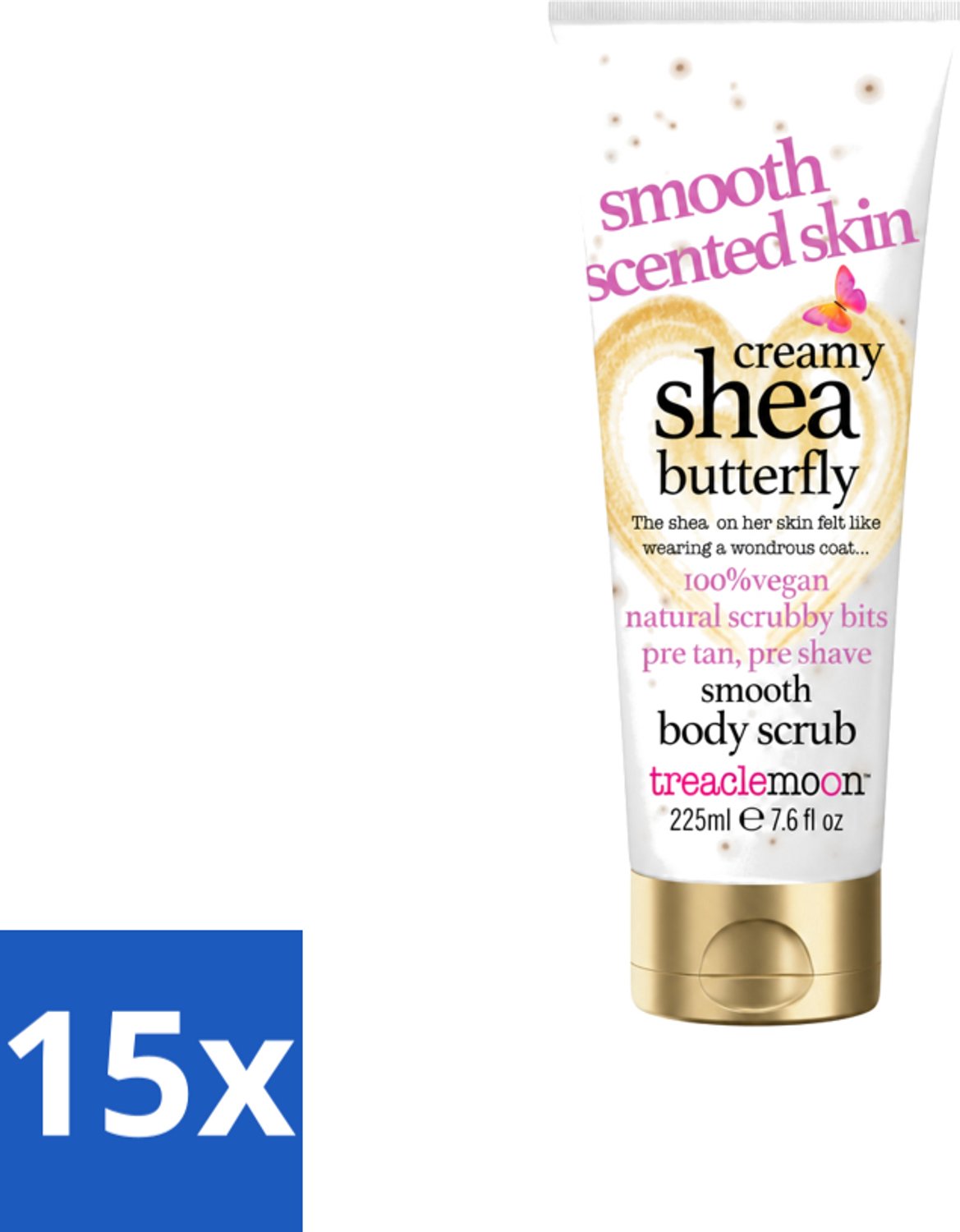 15 x Treaclemoon – Body Scrub – Creamy Shea Butterfly – 225 ml - Voordeelverpakking - 15 stuks