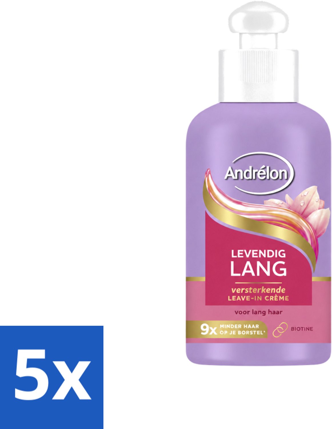 5 x Andrélon – Leave-In Crème – Levendig Lang – 200 ml - Voordeelverpakking - 5 stuks