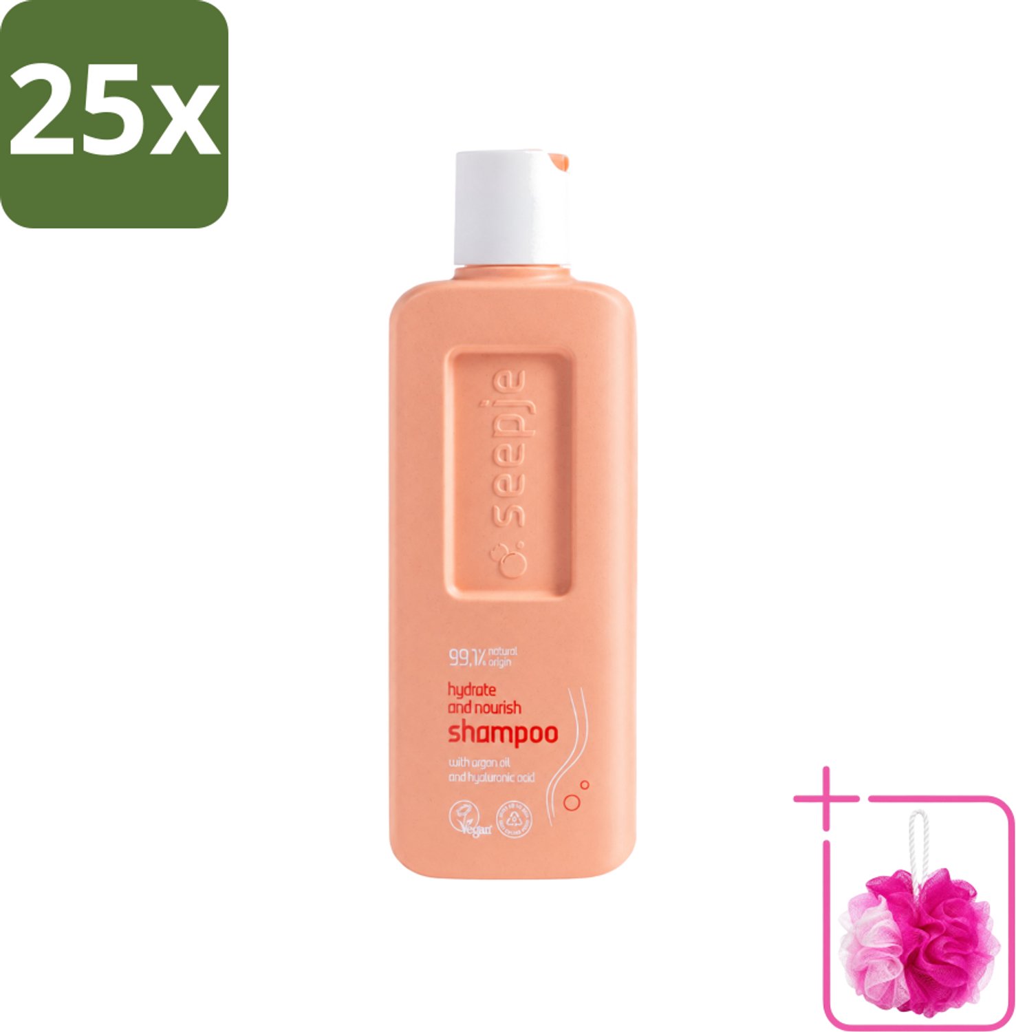 25 x Seepje - Hydrate & Nourish Shampoo - Intense Hydratatie voor Gezond Haar - 300 ml - Bulkverpakking - Hydratatie haar - Douchemop - Natuurlijke shampoo