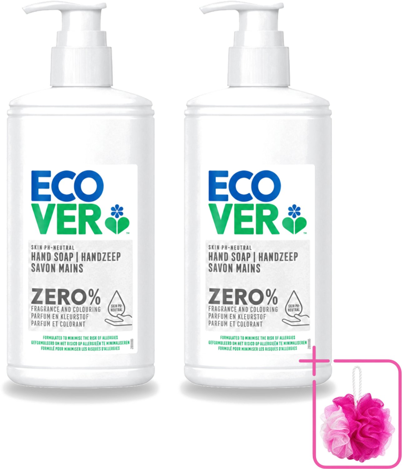 2 x Ecover - Handzeep ZERO - Parfumvrij - 250 ml - Bulkverpakking - Handzeep - Douchemop - Parfumvrije handzeep
