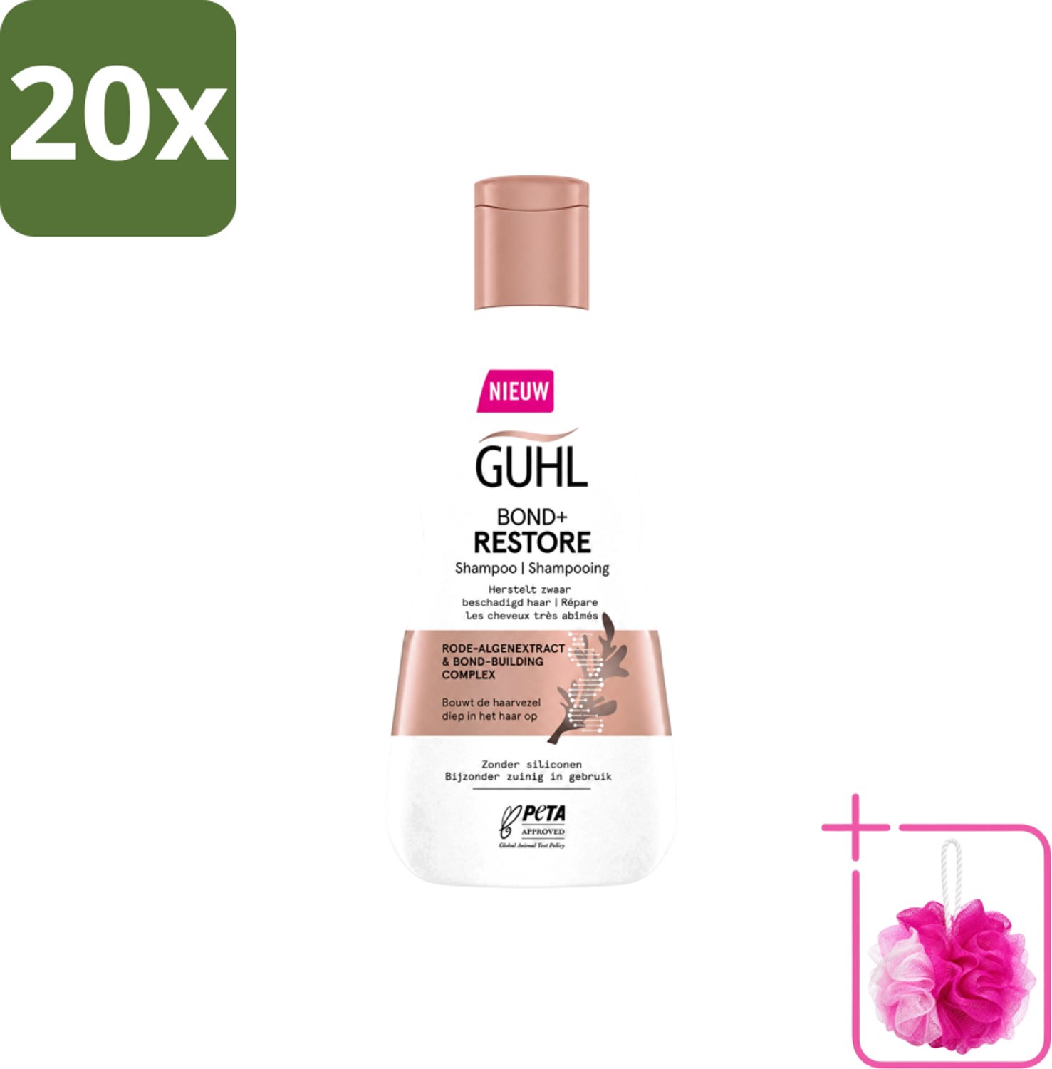 20 x Guhl - Shampoo - Bond+ Restore - 250 ml - Bulkverpakking - Herstel haar - Douchemop - Beschadigd haar