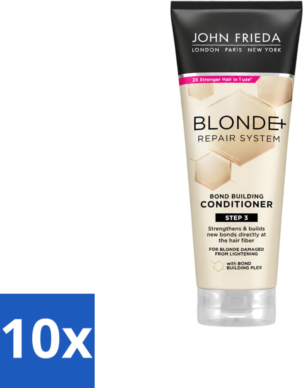10 x John Frieda – Conditioner – Blonde+ Repair Bond Building – Herstellend – 250 ml - Voordeelverpakking - 10 stuks