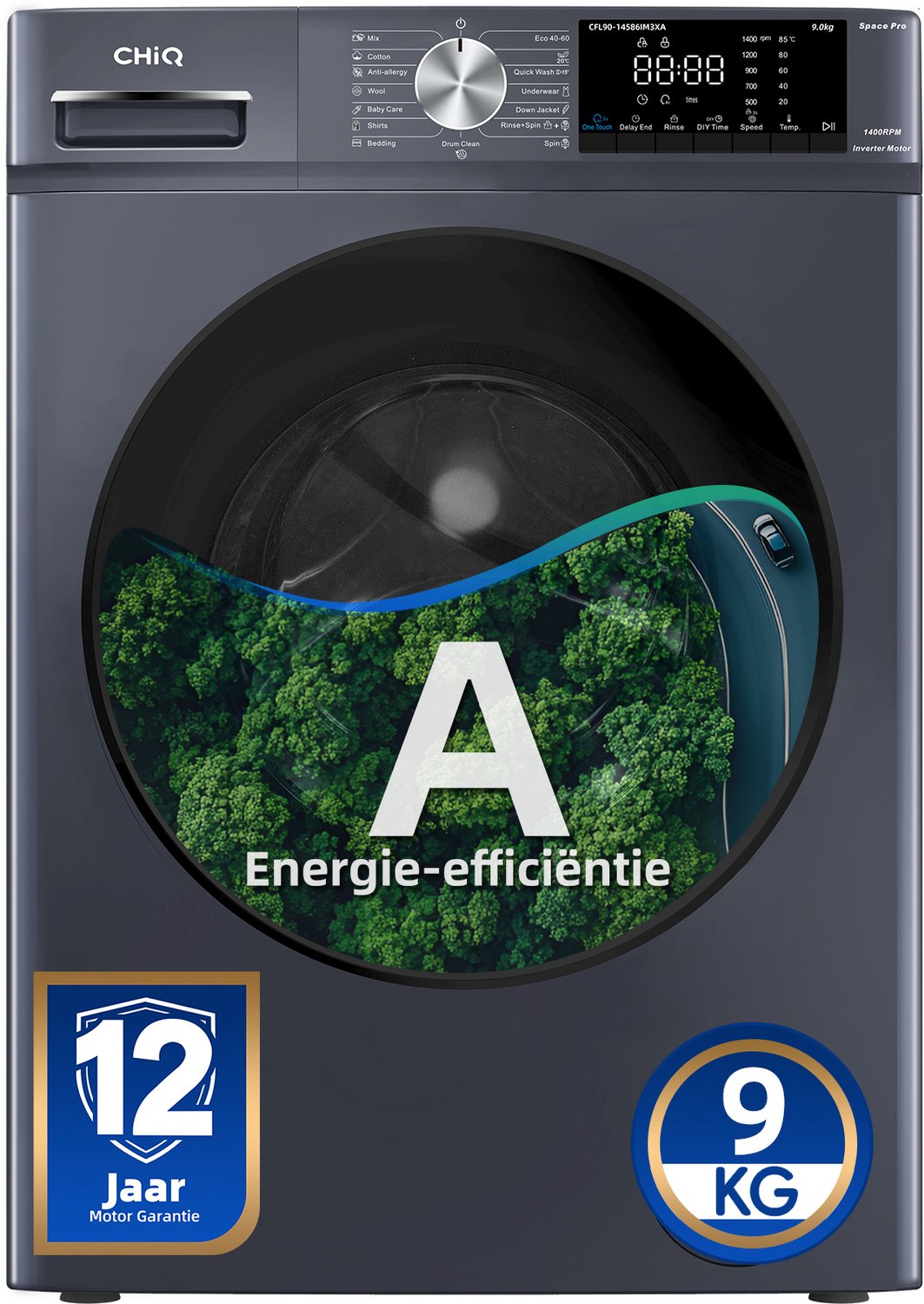 Bol.com CHiQ CFL90-14586IM3XA - Wasmachine - 9 KG - Space Pro - 16 programma's - AI Smart - Stoomwassen & Quick Wash - 12 jaar g... aanbieding