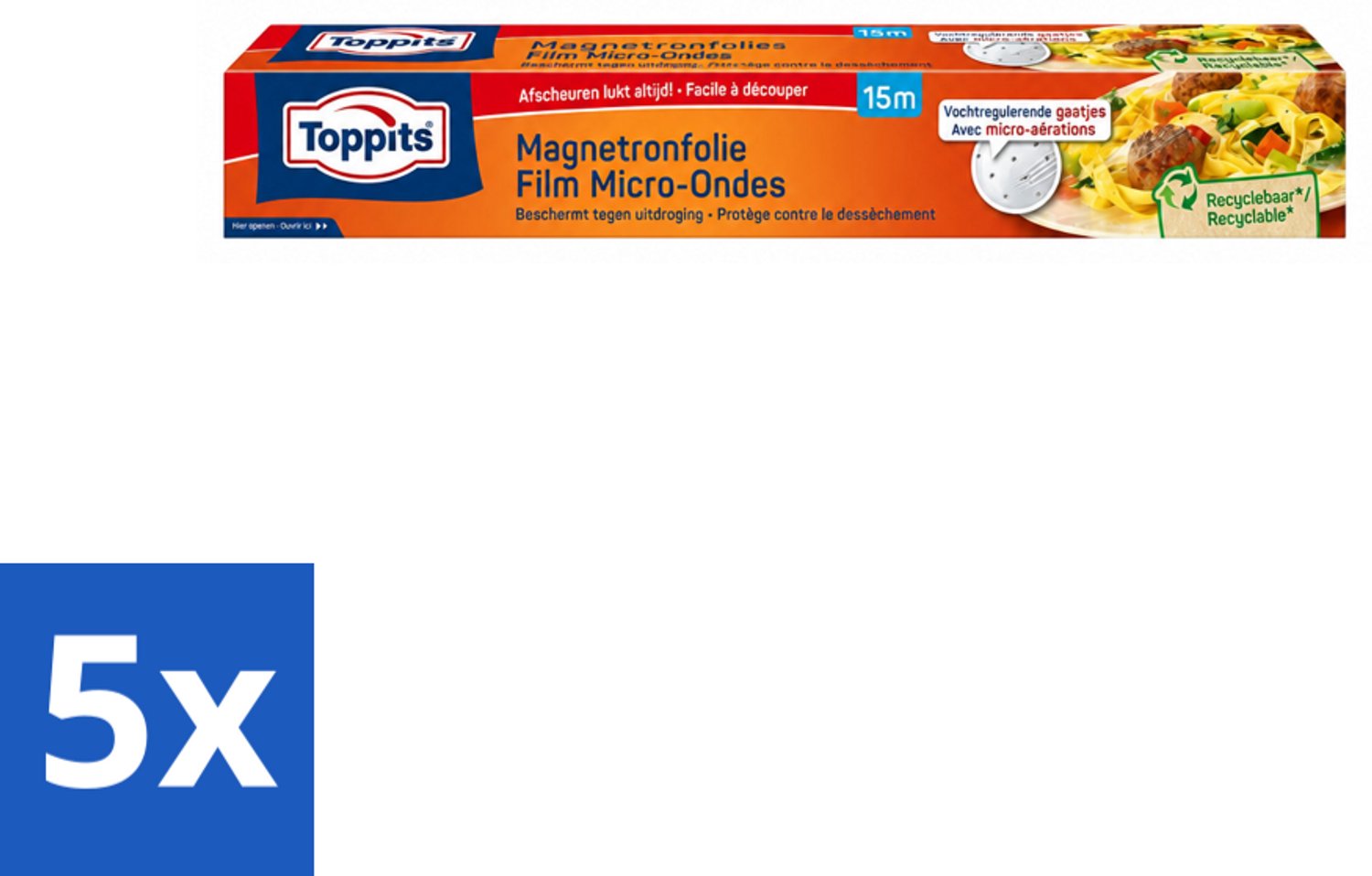 5 x Toppits – Magnetronfolie – 15 m - Voordeelverpakking - 5 stuks
