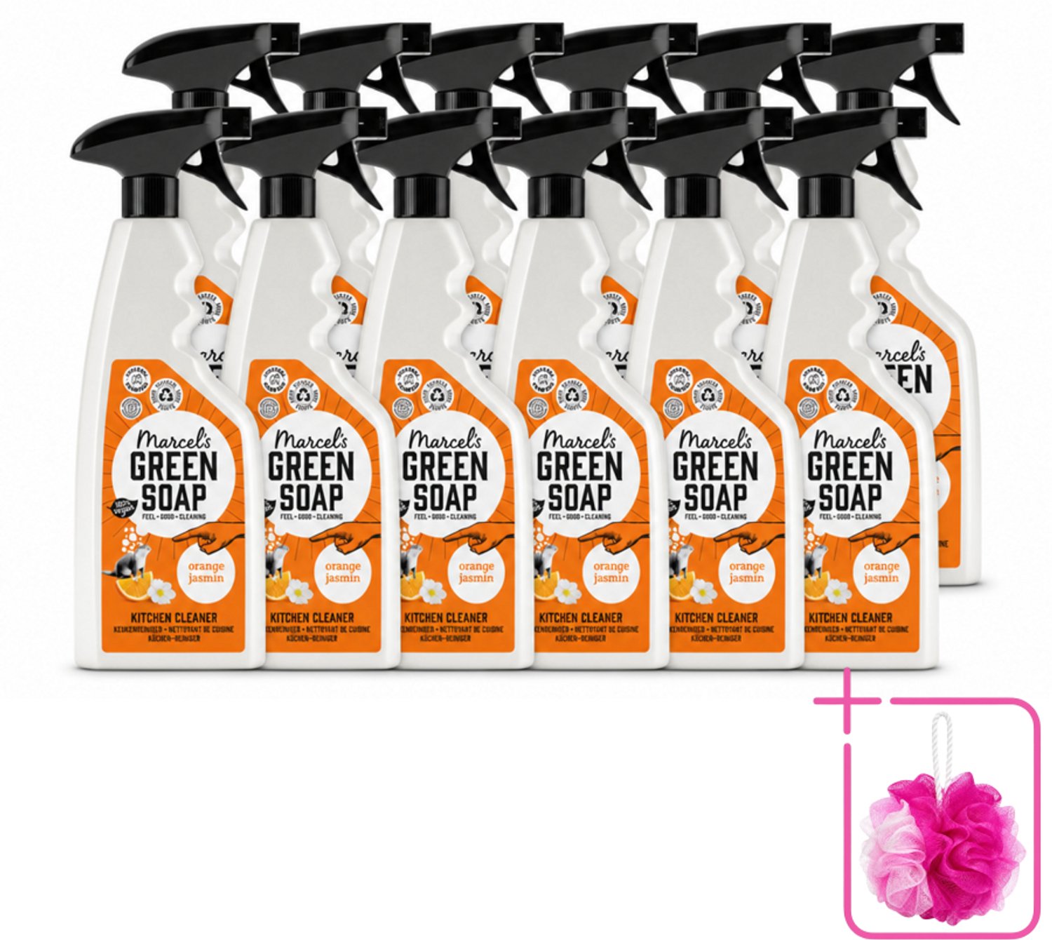 12 x Marcel's Green Soap - Keukenreiniger - Sinaasappel & Jasmijn - Tegen vet & vuil - 500 ml - Bulkverpakking - Keukenreiniger - Douchemop - Vet verwijderen