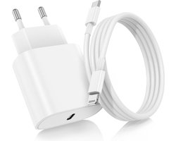 Usb-C Power Adapter + usb C naar Lightning Kabel - Snellader Apple MFI Gecertificeerd - Geschikt voor iPad, iPhone Oplader - 1 Meter - Origineel Phreeze