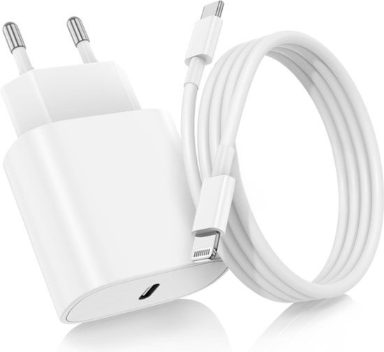 Usb-C Power Adapter + usb C naar Lightning Kabel - Snellader Apple MFI Gecertificeerd - Geschikt voor iPad, iPhone Oplader - 1 Meter - Origineel Phreeze