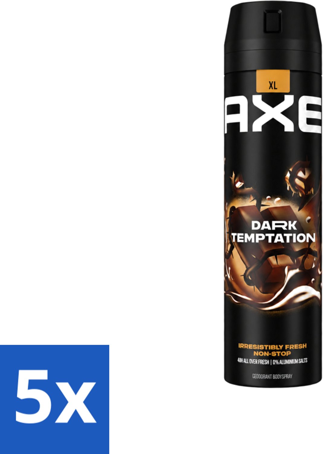 5 x AXE - Deodorant Spray - Dark Temptation - Chocoladegeur - Verleidelijk Fris - 200 ml - Voordeelverpakking - 5 stuks