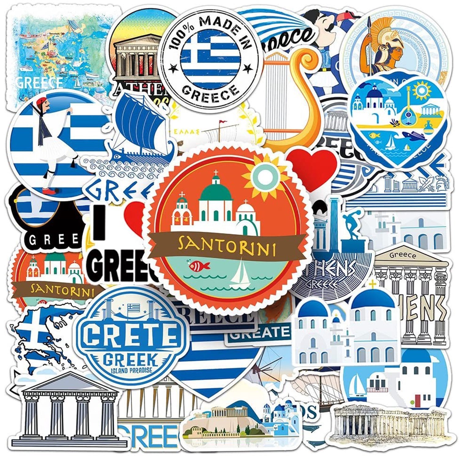 Set van 50 Griekse Stickers