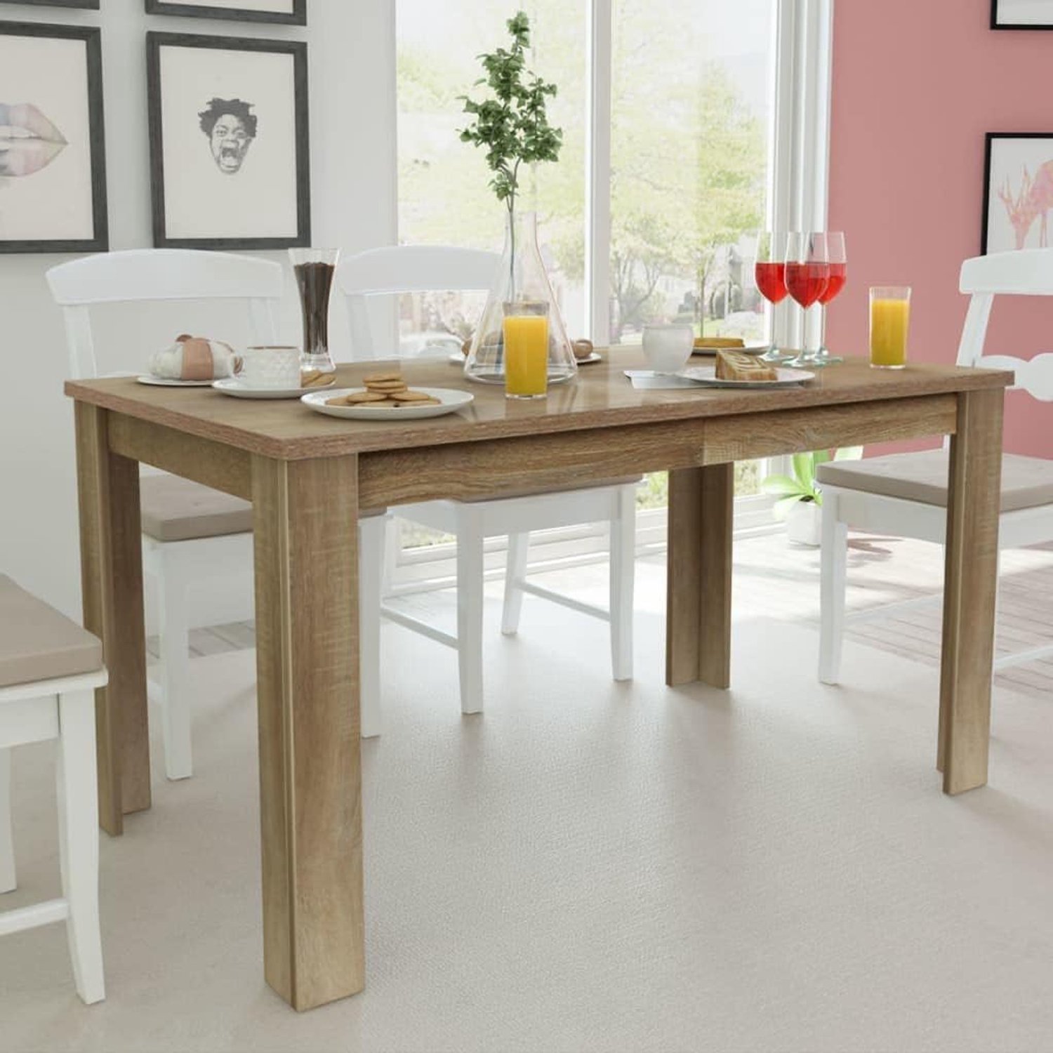 Eettafel 140 x 80 x 75 cm van massief eiken voor je eetkamer voor een moderne inrichting met strakke lijnen en tijdloos design