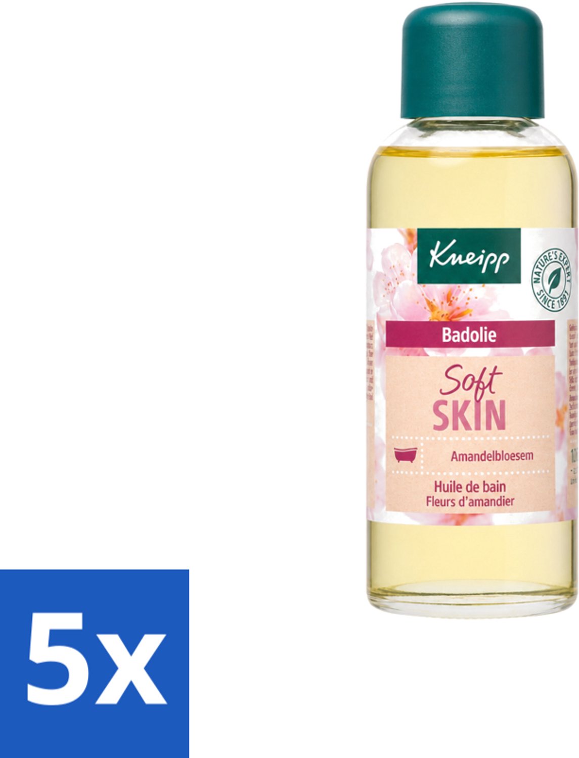 5 x Kneipp - Badolie - Amandelbloesem - Voor droge en gevoelige huid - 100 ml - Voordeelverpakking - 5 stuks