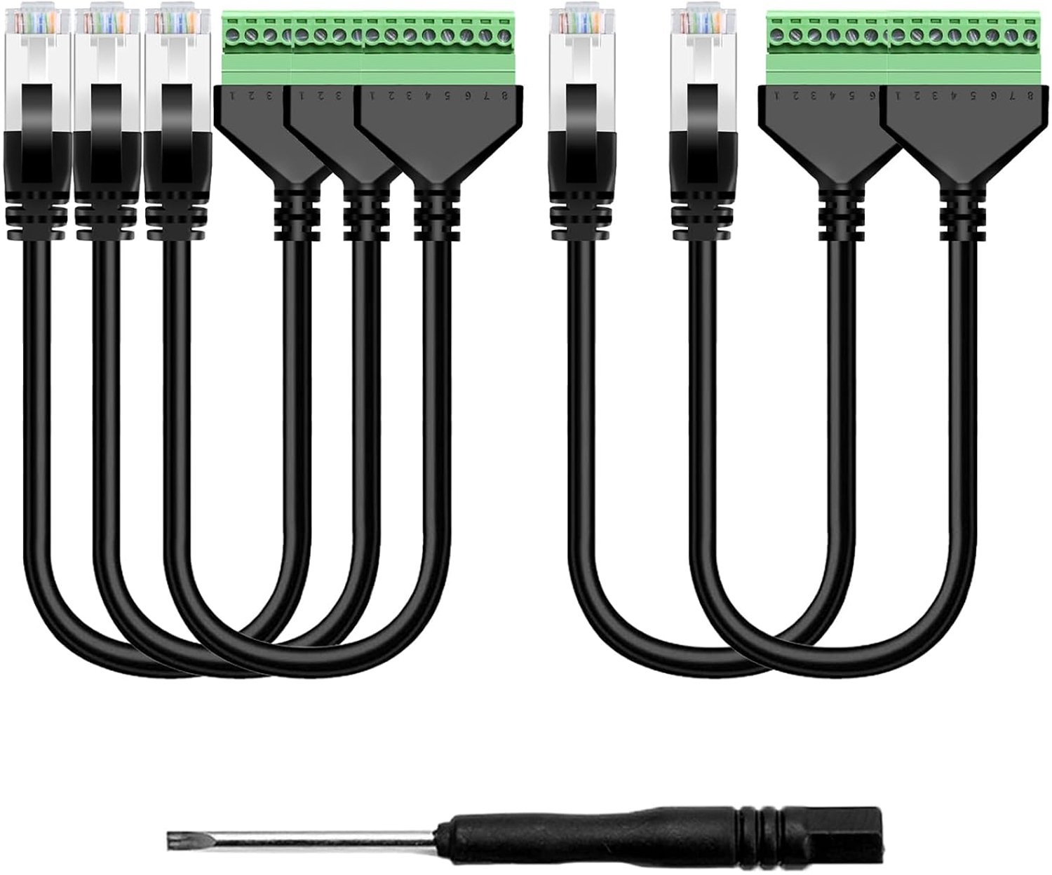 5 stuks RJ45-stekker op 8-pins schroefklemmenblok, adapter voor Cat7, Cat6, Cat5, Cat5e, CCTV DVR, RJ45-stekker naar 8P 8C 8-polige ethernetaansluiting (RJ45-stekker op 8 pins, 5 stuks)