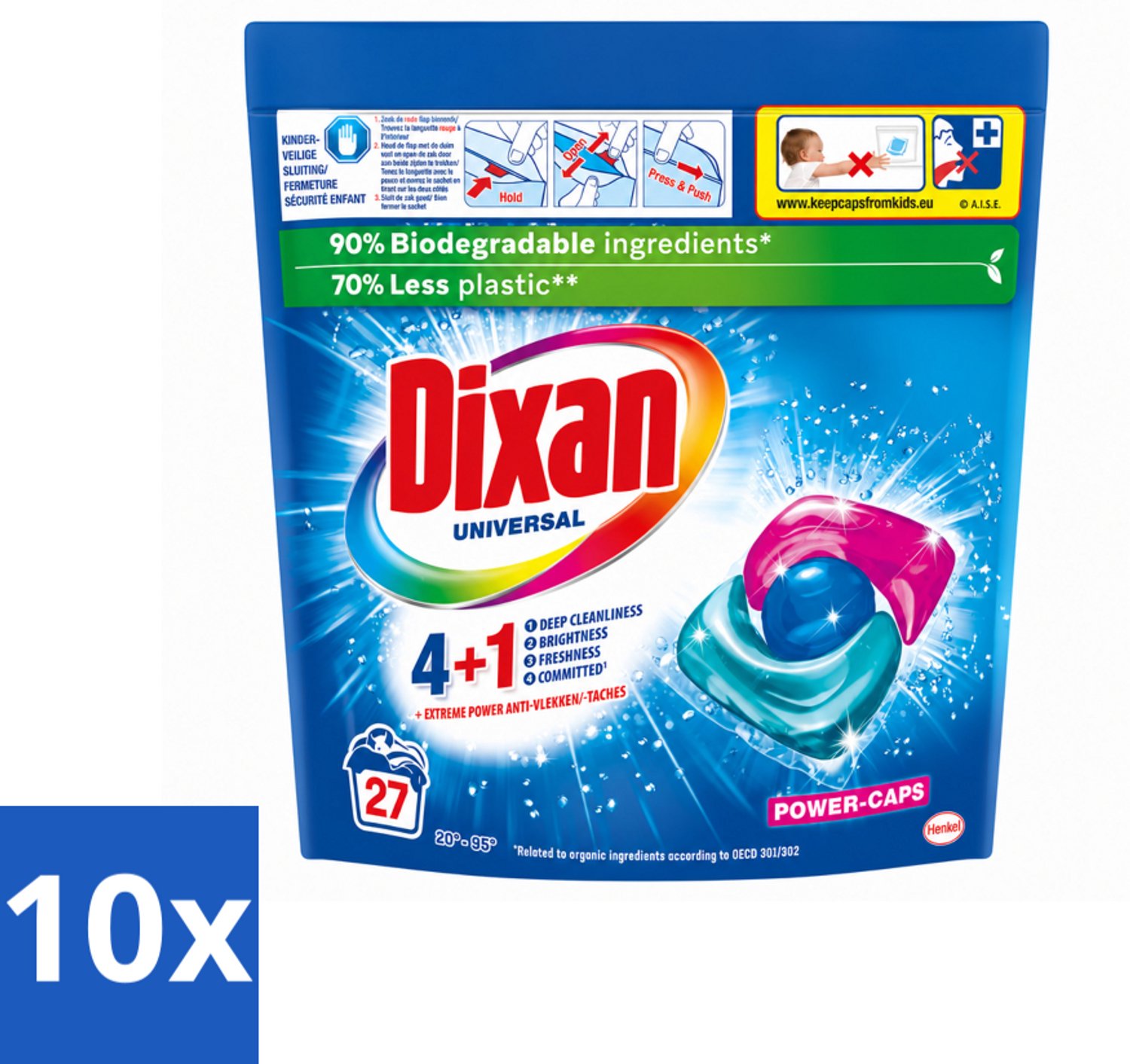 10 x Dixan - Wasmiddelcapsules - Universeel - 27 wasbeurten - Voordeelverpakking - 10 stuks