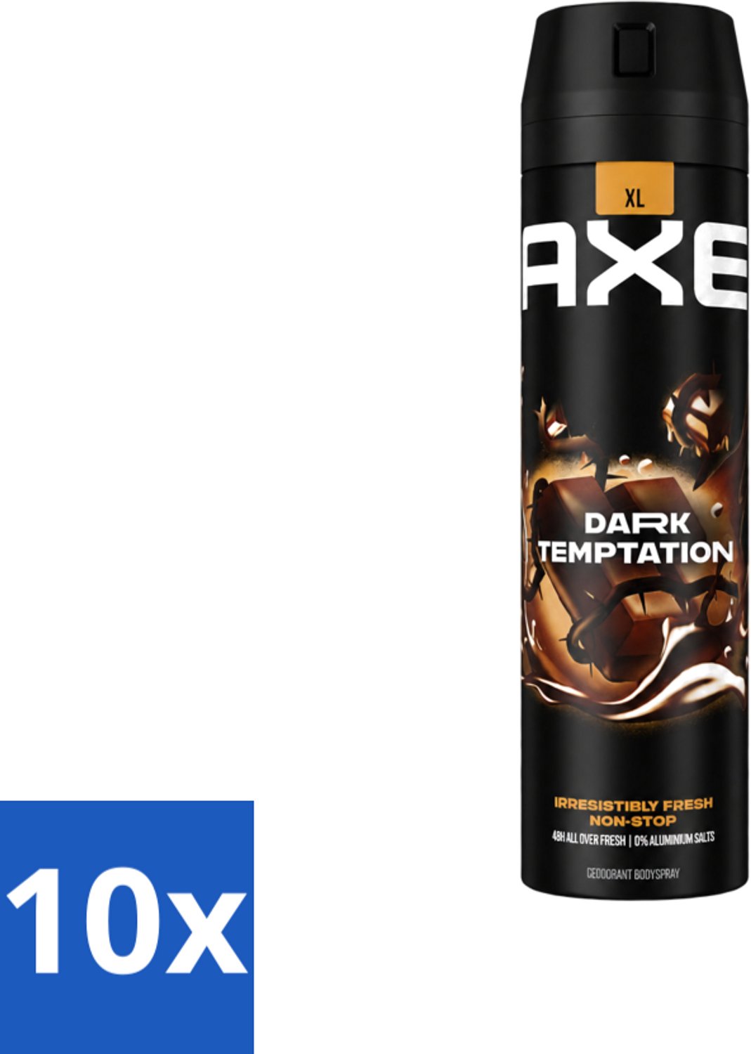 10 x AXE - Deodorant Spray - Dark Temptation - Chocoladegeur - Verleidelijk Fris - 200 ml - Voordeelverpakking - 10 stuks