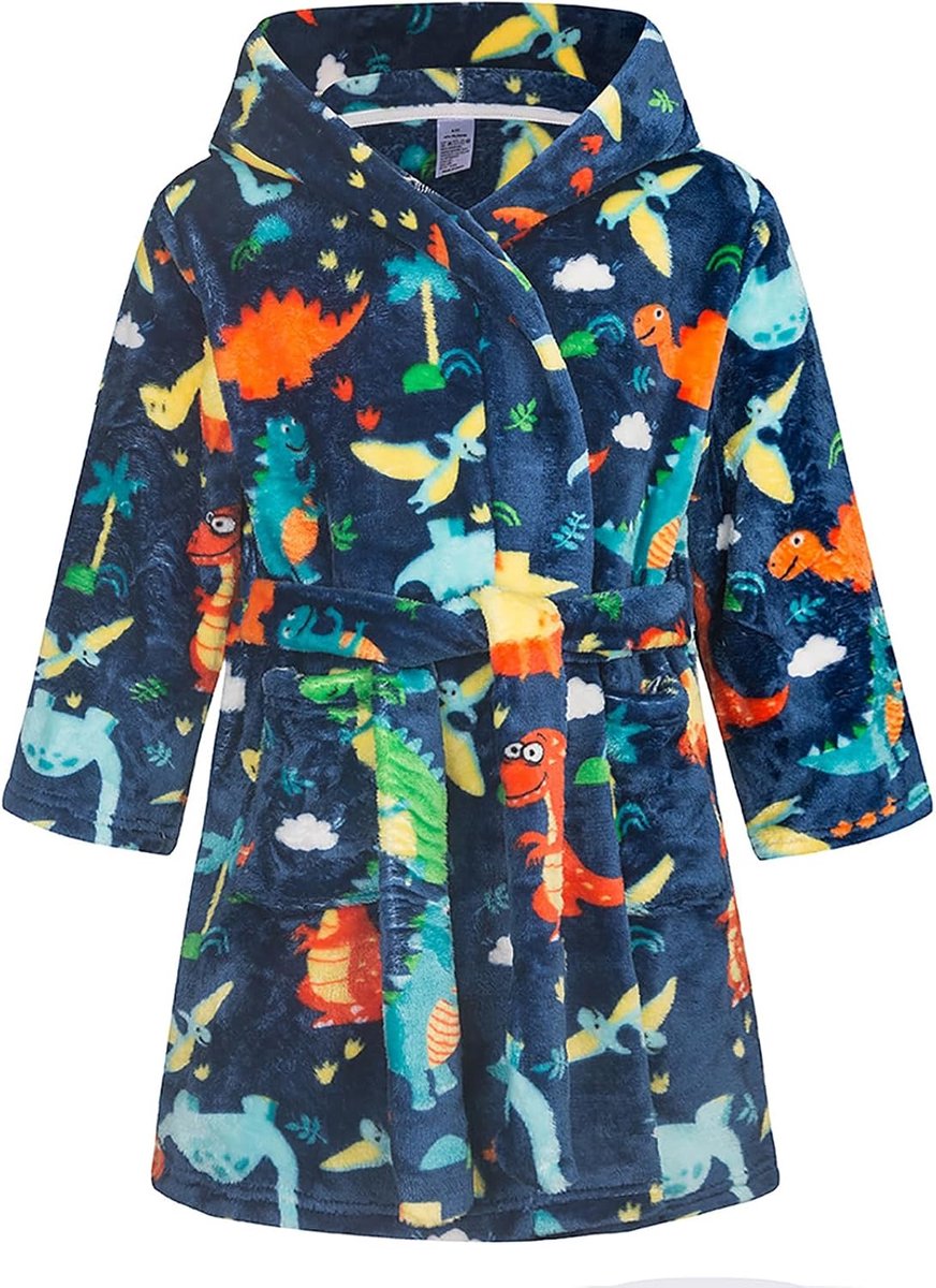 Badjas voor jongens, uniseks, kinderbadjas, zachte flanellen fleece badjas voor kinderen van 1-12 jaar