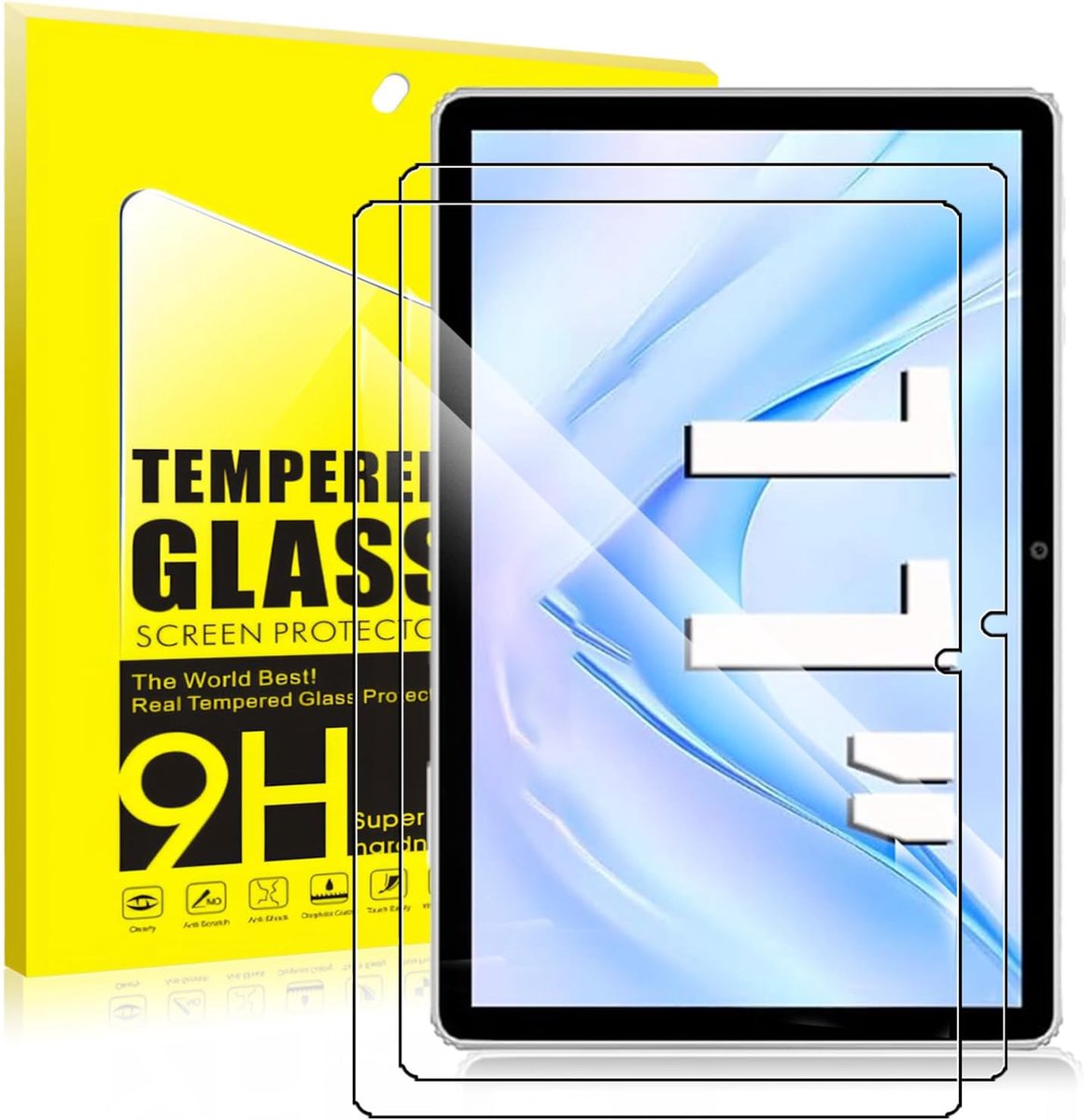 2 stuks displaybeschermfolie van gehard glas voor LORDWIT L11 11 inch tablet, 9H hardheid, krasbestendig, vingerafdrukbestendig