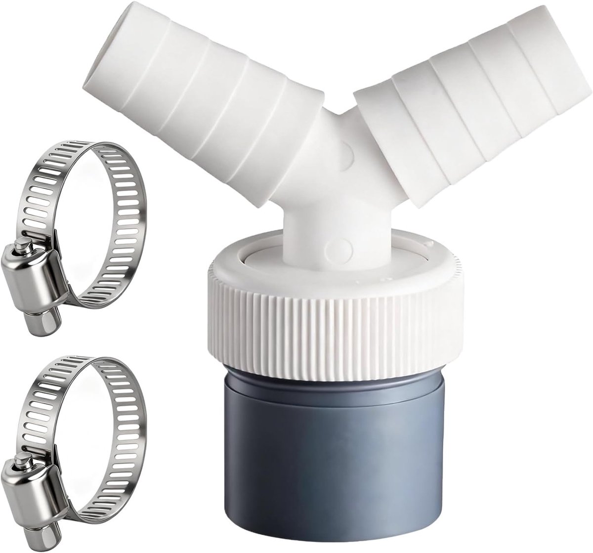Afvoergarnituur voor wasmachine, dubbele afvoer voor buis Ø 40 mm en ingang Ø 18-24 mm, met 2 slangklemmen voor wasmachine, vaatwasser, droger