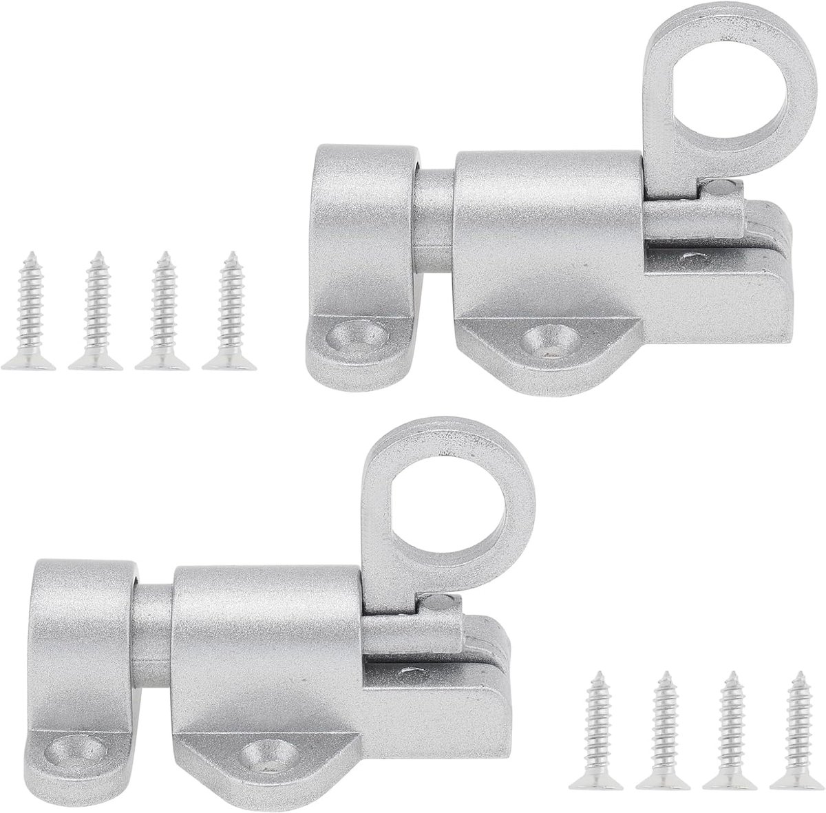 2 Pack Zilveren Veerkrachtige Bout Latch Aluminiumlegering Zelfsluitende Klinken voor Poort/Raam/Kast met Schroeven, Veiligheid Automatische Lente Deurslot Lente Deurslot