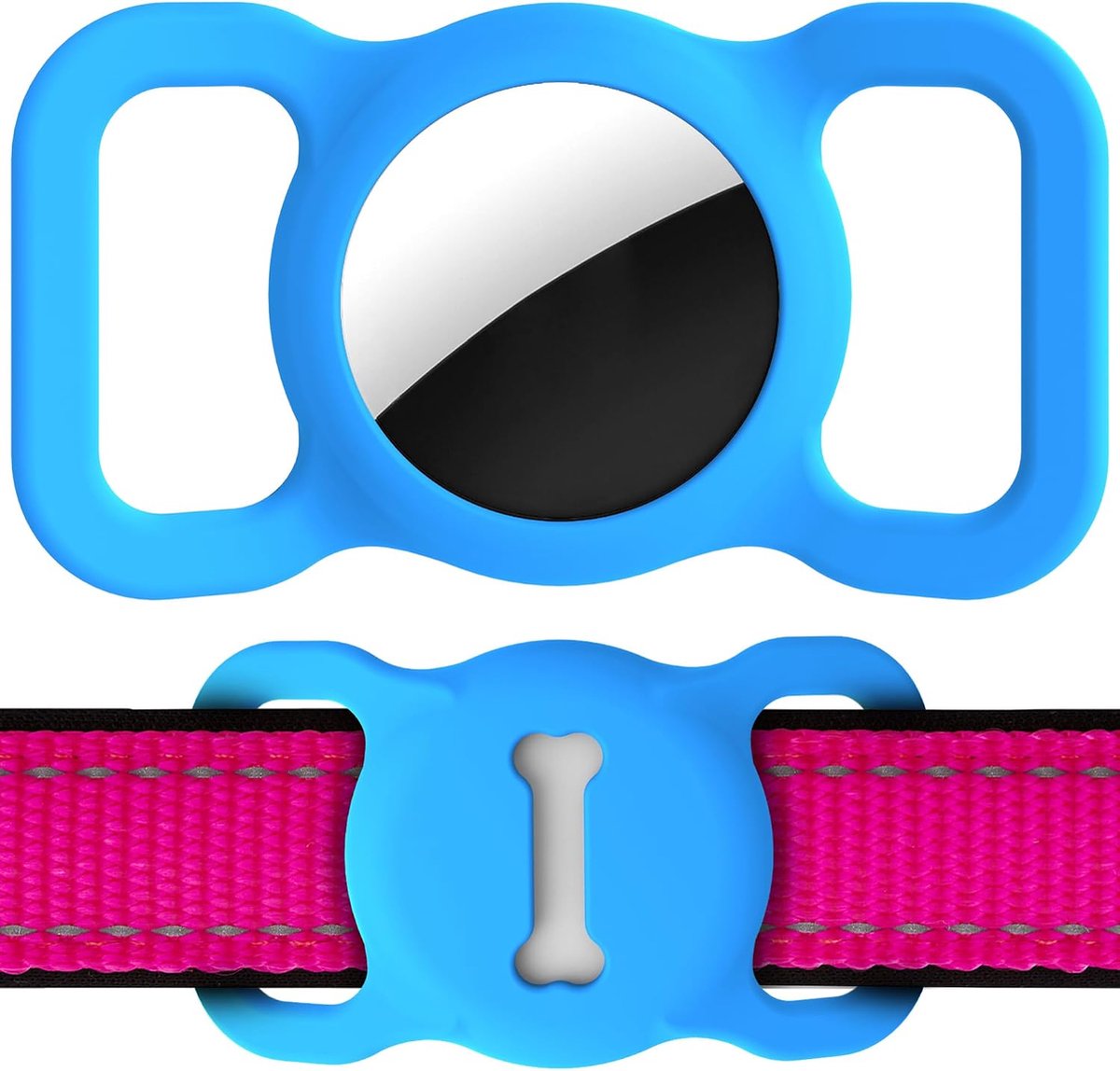 Hondenhalsbandhouder voor AirTag, Airtag hond GPS-hoes, siliconen anti-verlies huisdier tracker, halsband, waterdichte hanger en licht, compact formaat, GPS-beschermhoezen, accessoires