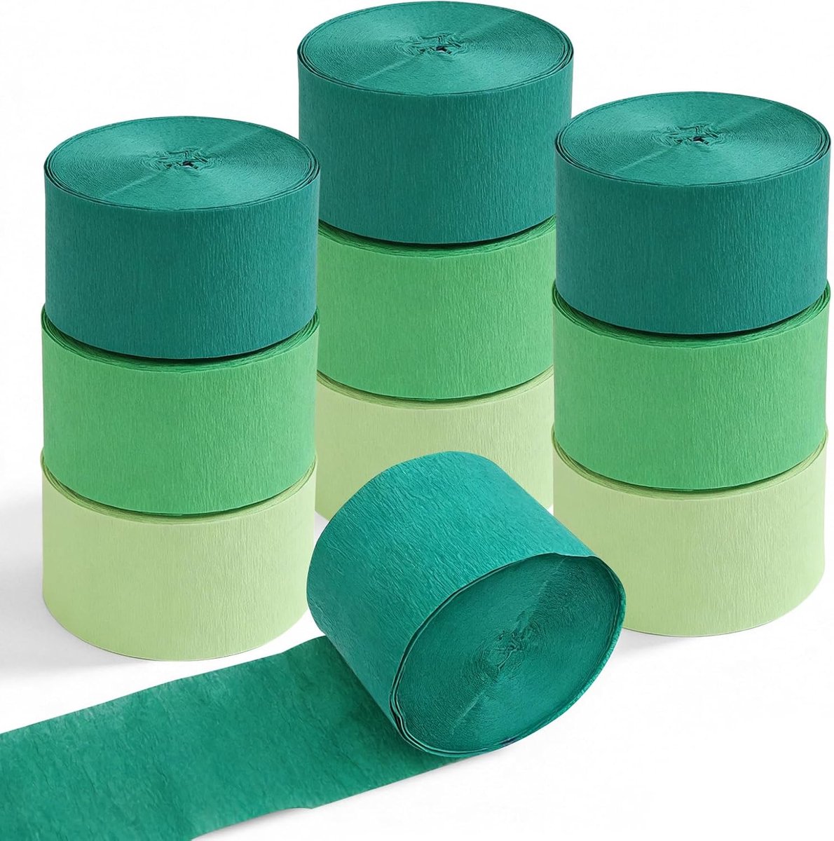 Crêpepapier Streamers Rollen, Groene Streamers Party Decoraties, Verjaardag Banner Benodigdheden voor Bruiloft Afstuderen Kerstverjaardag Vakantie Decor DIY Craft (10 stuks)