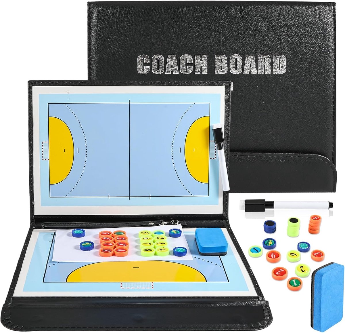 Handbal, Handbal accessoires, Taktieksbord met marker pen, magneten, Handbal trainer taktieksbord voor de training of spelanalyse