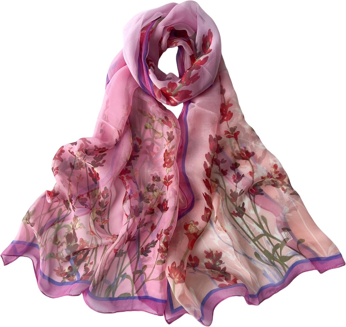 Damessjaal, chiffon, bloemenpatroon, licht en transparant, bloemenpatroon, veelzijdig inzetbaar