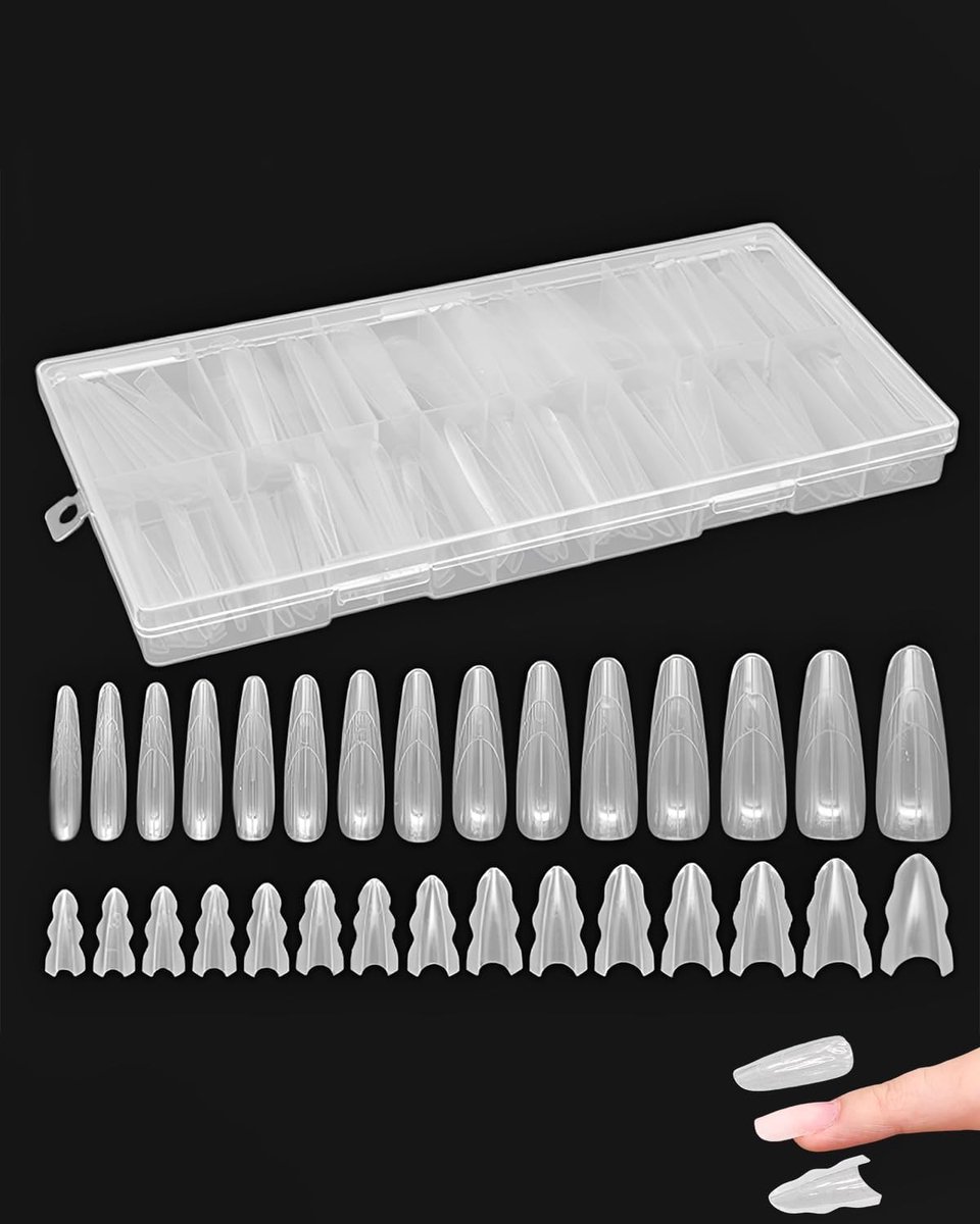 Set van 180 stuks sandwich-popit tips van gel voor nagels, amandel, 15 maten, dubbel gevormd, herbruikbaar, voor nagelverlengingen thuis en in de salon