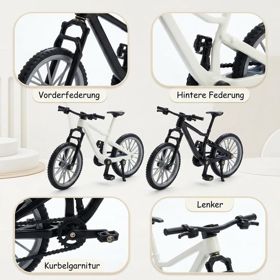 2 stuks vingerfietsset, vingerfiets, miniatuurmodel voor bureau — afbeelding 4