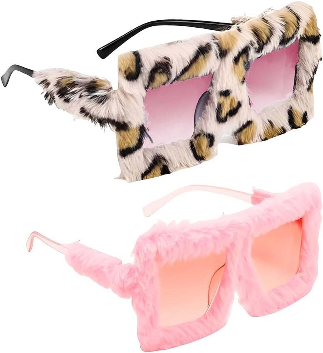 Zonnebrillen, luipaardpatroon, wollig, vintage bril voor verjaardagsfeesten, cosplay en Halloween, accessoires voor dames