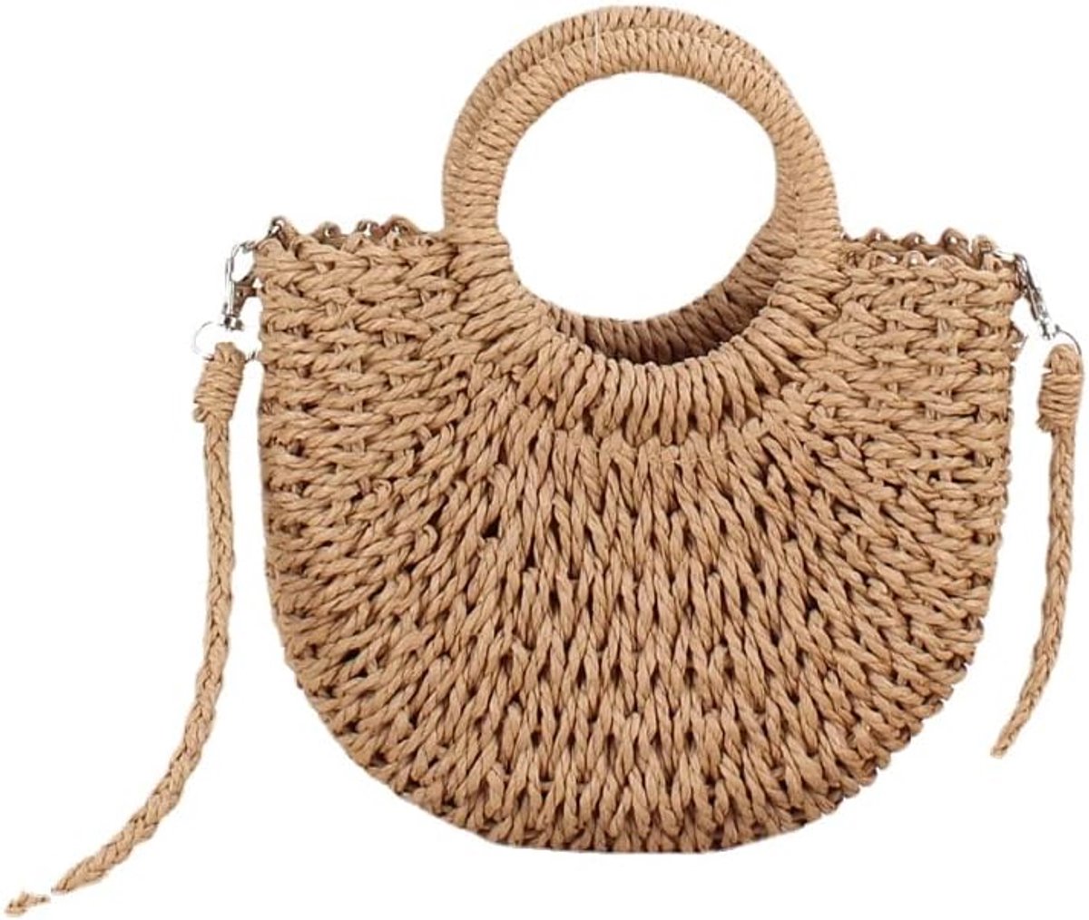 Strandtas voor Vrouwen Zomer Geweven Tote Tas Rotan Handtas Crossbody Tassen voor Vakantie, Bruin