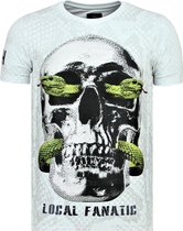 Local Fanatic Skull Snake - T-shirt serré Homme - 6326W - Serpent crâne blanc - T-shirt gras Homme - 6326Z - T-shirt homme noir Taille XXL