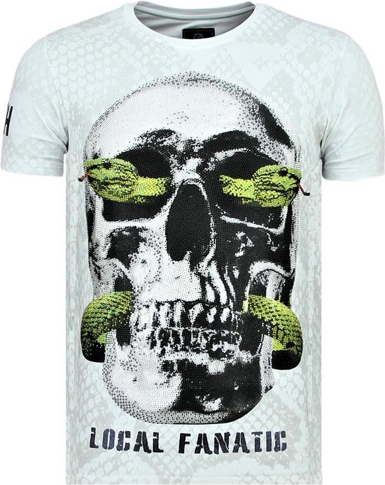 Skull Snake - Strakke T shirt Mannen - 6326W - Wit