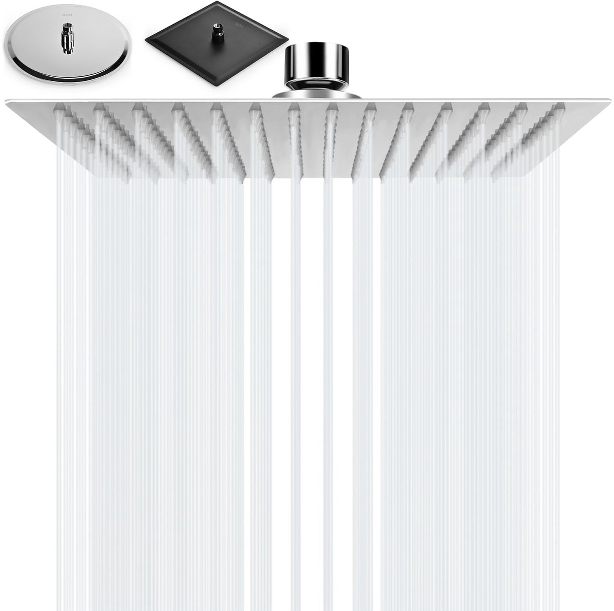 SnelShoppen - Regendouchekop 10 Inch Vierkante Douchekop - Ultra Dunne 304 Roestvrij Staal - Verstelbare Badkamer Regendouche 25x25cm Zilver