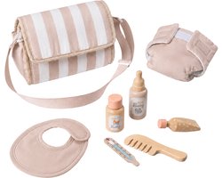 howa Luiertas voor Poppen „stripes“ met 7-delige Accessoireset voor Poppen tot 50 cm – beige/wit 29503