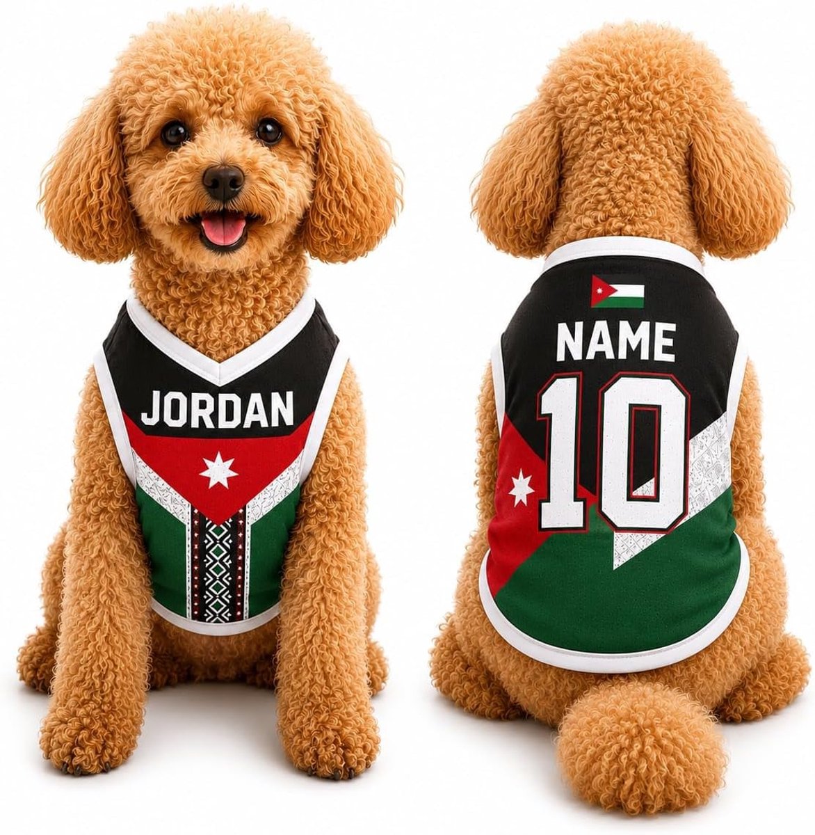 Personalisatie voetbaltrikot voor honden 2026 met naam en nummer