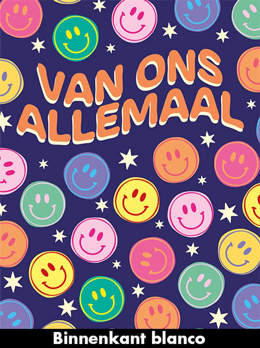 Wenskaart - Van ons allemaal - A4 formaat - Multi Kleur - Smileys - Wit- Een Stuk - MAX002