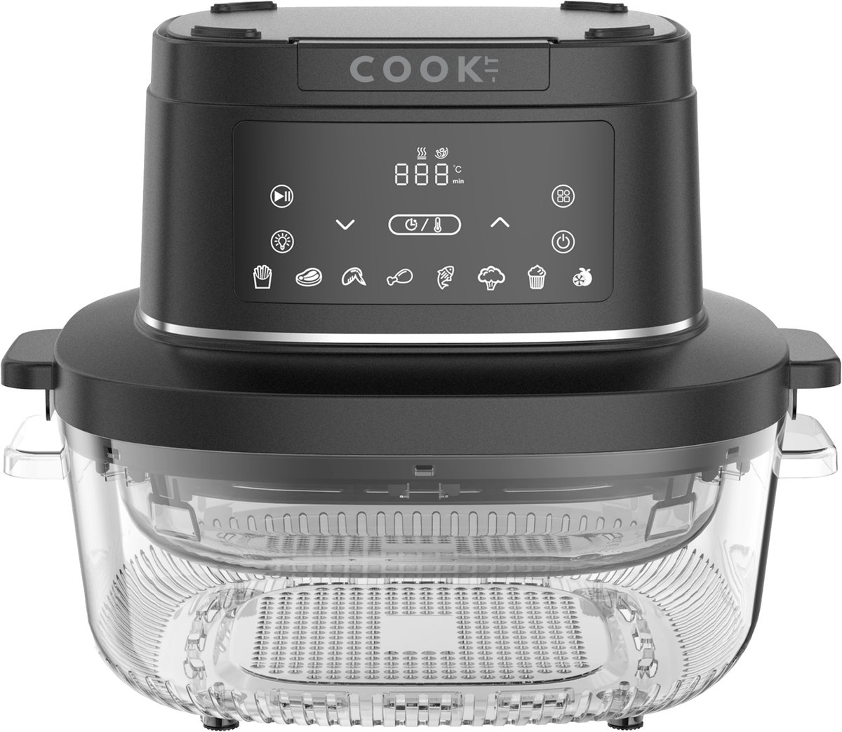 CleanChef Glazen Airfryer XXL - 2,5L + 4L - PFAS- en BPA-vrij - 1500W - 8 Programma's - Omdraaiherinnering - Warmhoudfunctie - Vaatwasserbestendig - COOK-IT