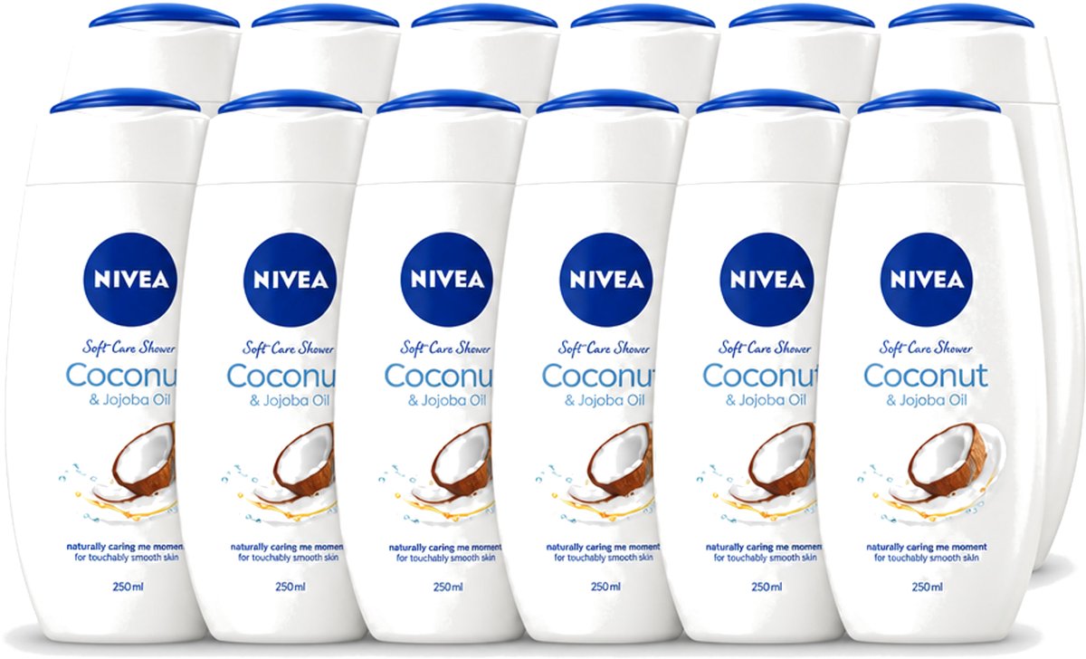 12 x Nivea - Huid Beschermende Douchecreme - Kokosnoot - 250 ml - Voordeelverpakking - 12 stuks