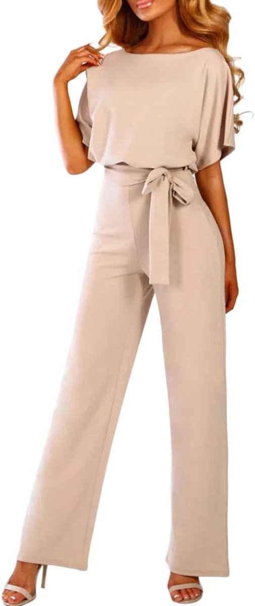 Losse Jumpsuit met korte mouwen en ronde hals
