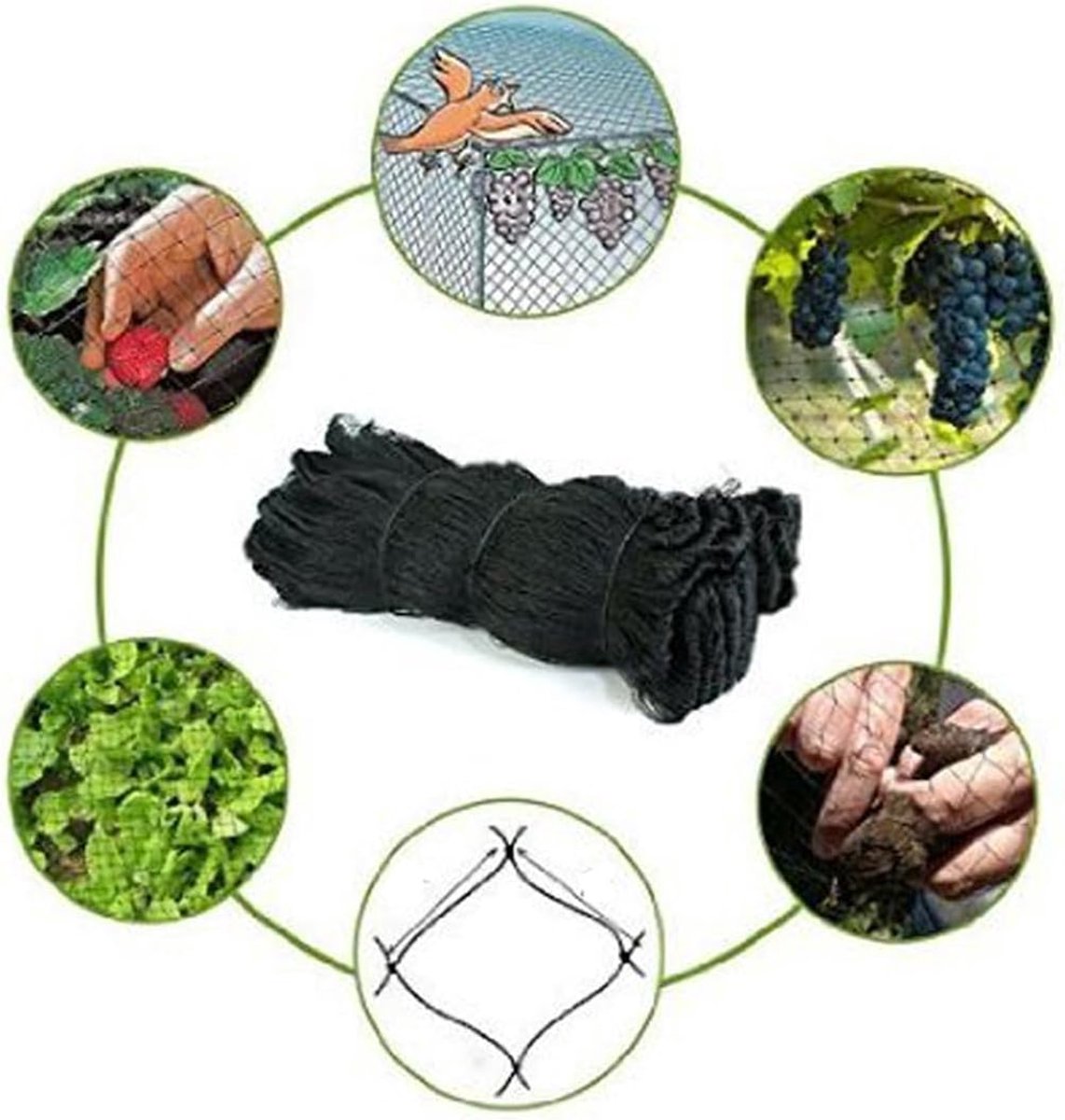 Vogelnet - 15 x 15m - Vogelnet - Vogelnet - Tuin net - Tuin insecten net - Tuin artikelen - Vijferbescherming net - Fruitboom net - Planten net - Groenten en groenten net - Geschikt voor vijvers, fruitbomen, tuinen, terrassen - Zwart