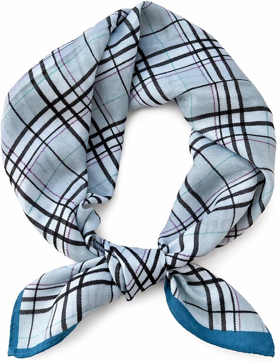Vierkante Sjaal voor Dames, Blauwe Streep 65 x 65 cm, Lichte Haarsjaal Halssjaal Nekdoek, Accessoire voor Tas en Dagelijks Gebruik